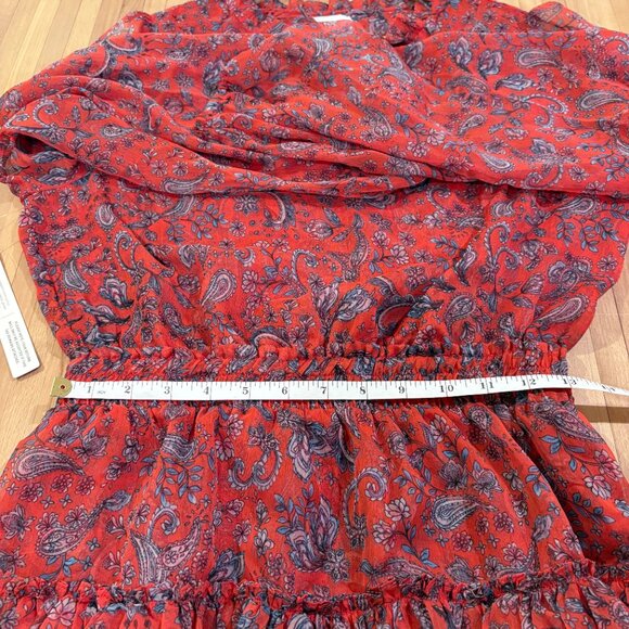 Misa Anthropologie Lorena Dress Orange Floral Chiffon Mini Ruffles - Picture 10 of 11
